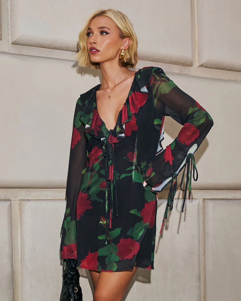 Sweet Romance Ruffle Floral Mini Dress