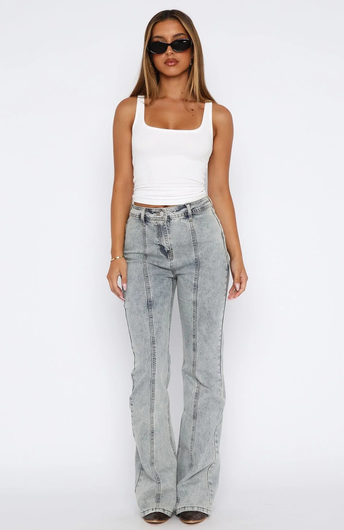 Zoe High Rise Bootleg Jeans Light Blue Acid