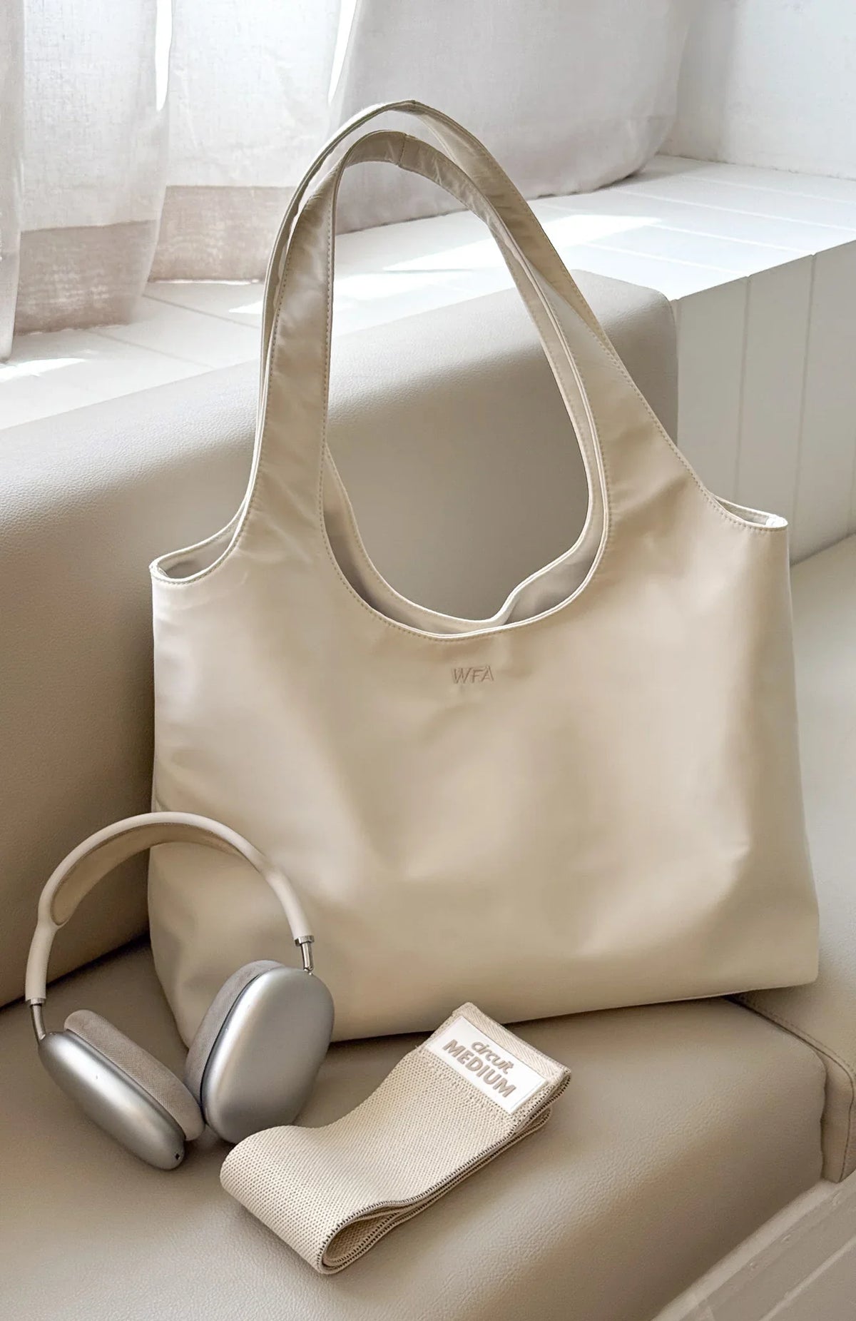 Maxton Nylon Shoulder Bag Cream