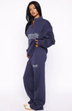 Standing My Ground Wide Leg Sweatpants Navy