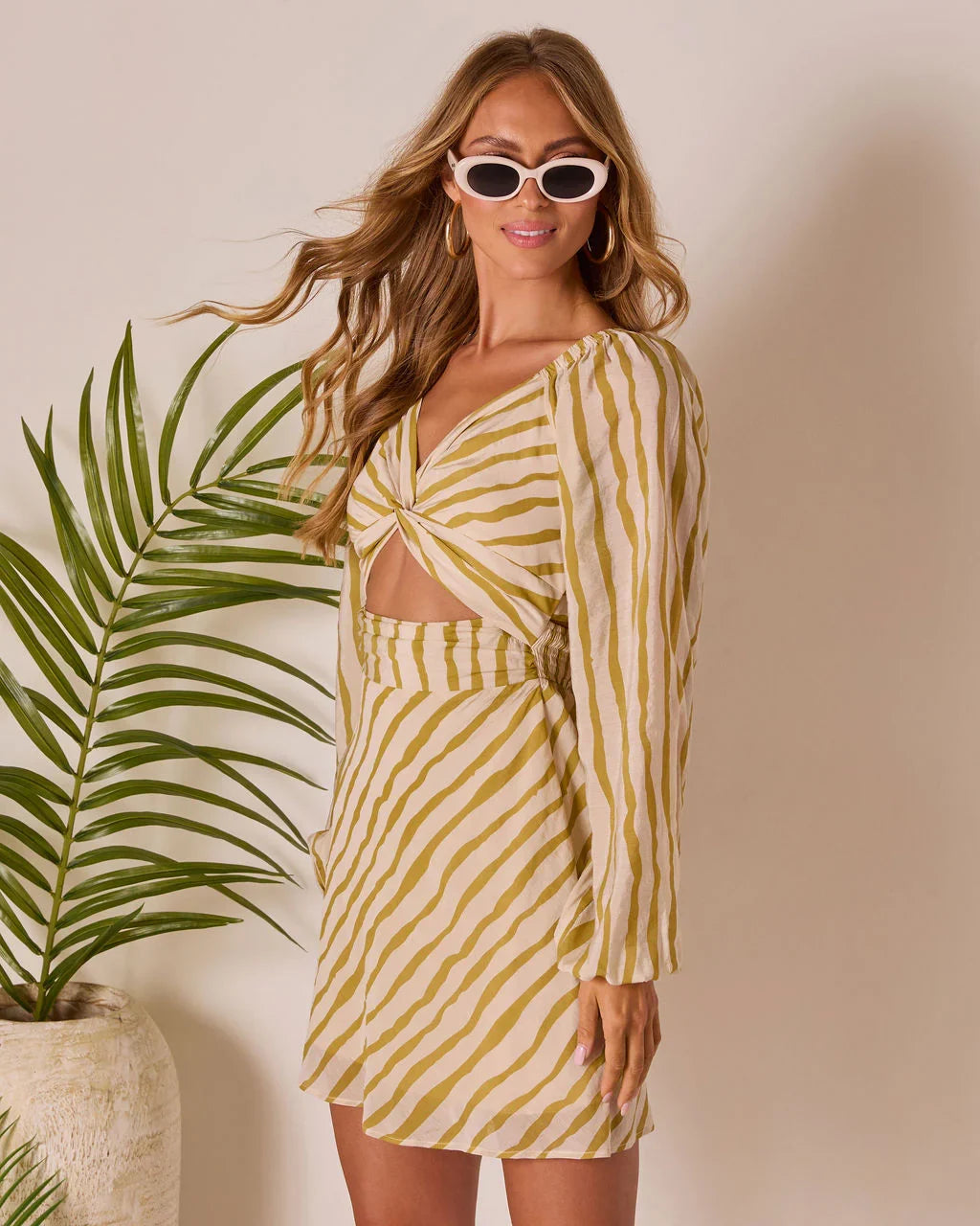 Glow Hour Striped Cutout Mini Dress