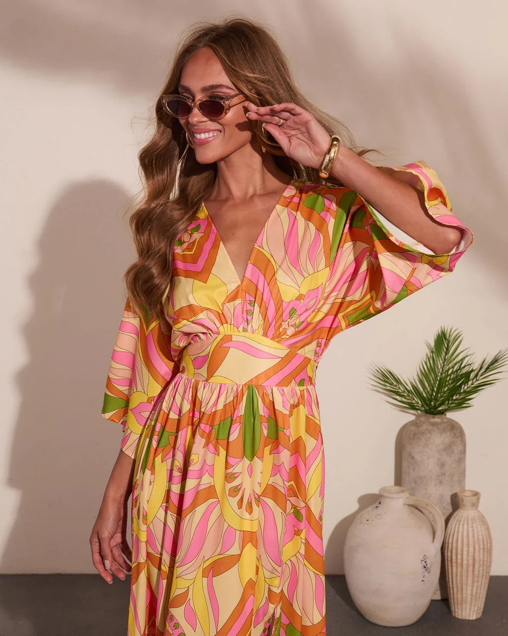 Botanical Dream Abstract Print Maxi Dress