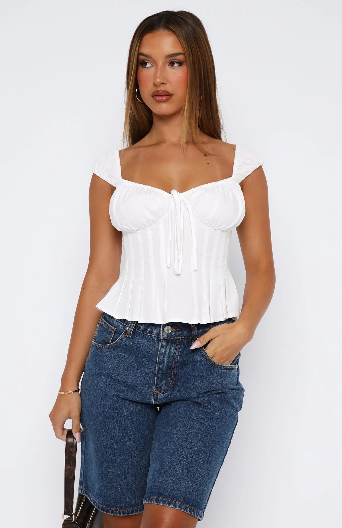 Cut You Off Poplin Top White