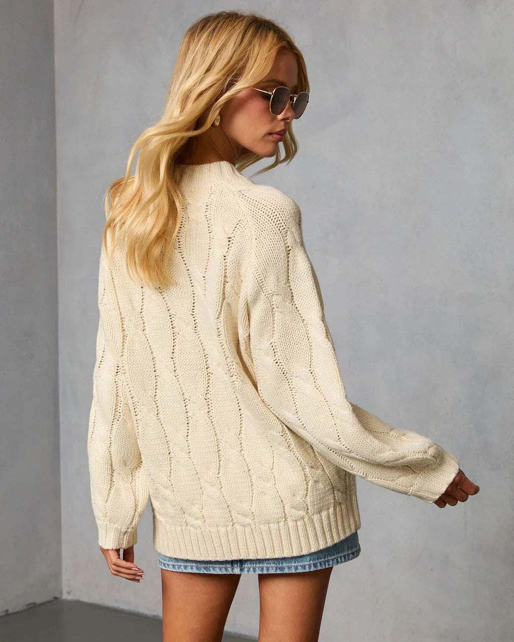 Cozy Crest Oversized Cable Knit Sweater