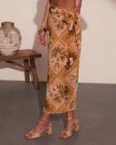 Mediterranean Muse Floral Wrap Midi Skirt
