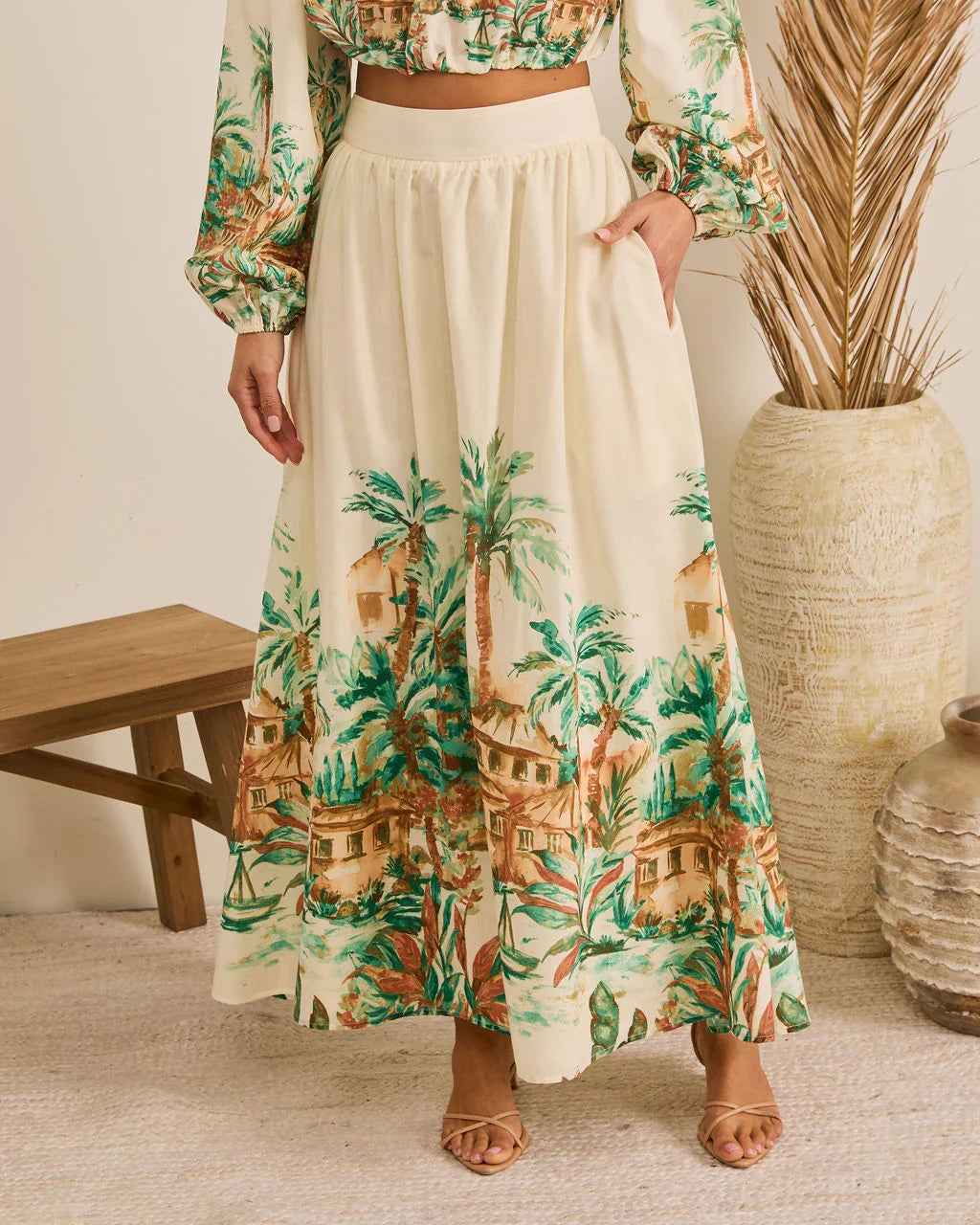 Sun Club Novelty Print Maxi Skirt
