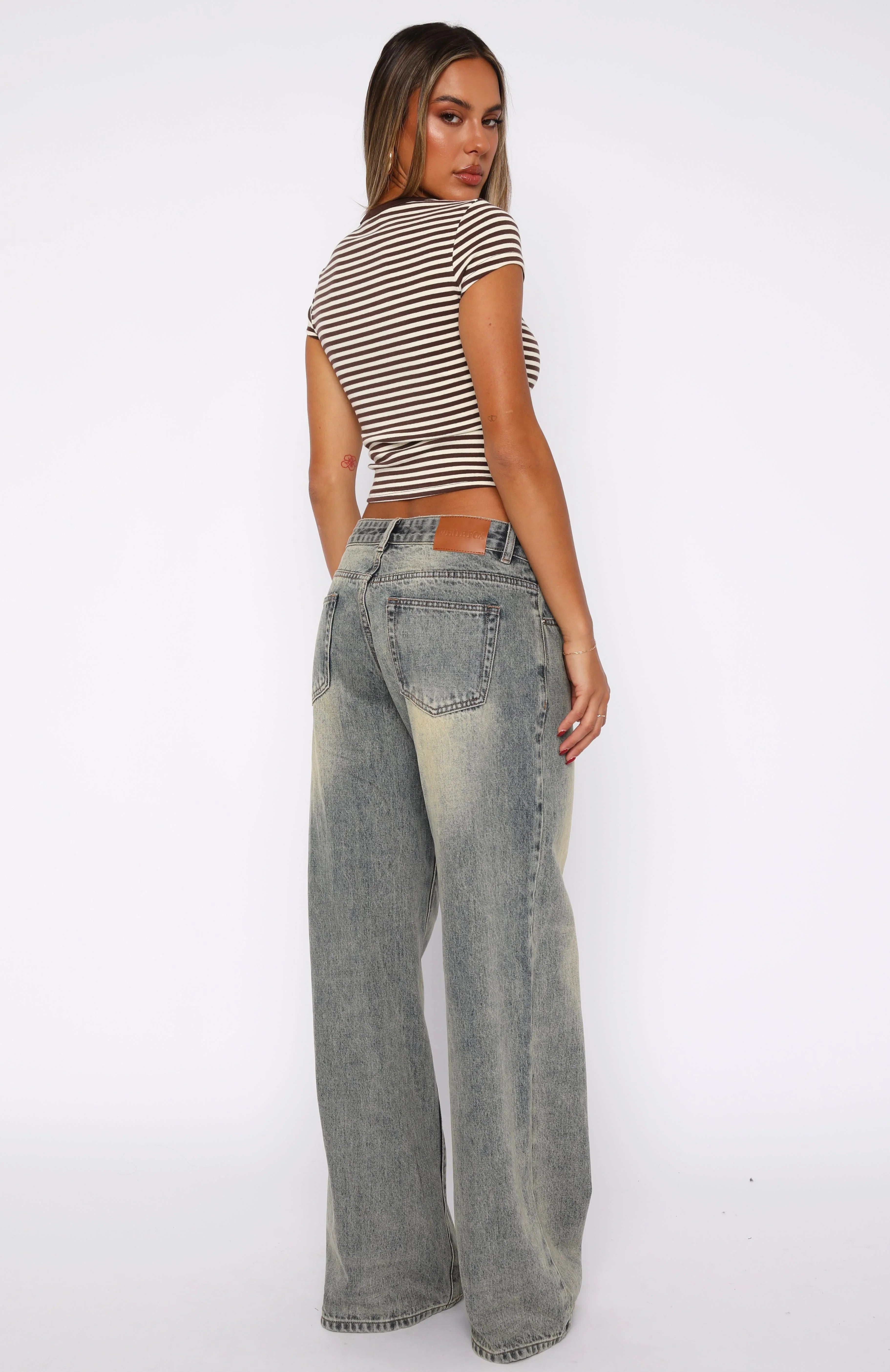 Maeve Low Rise Wide Leg Jeans Sand