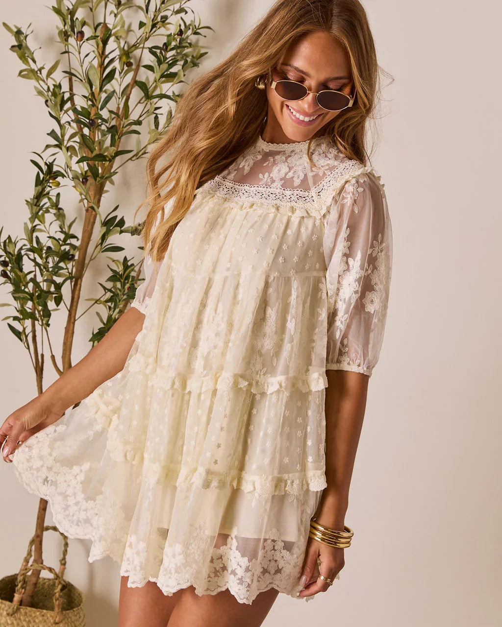 Morning Bliss Lace Mini Dress