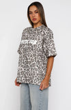 Offstage Printed Oversized Tee Leopard