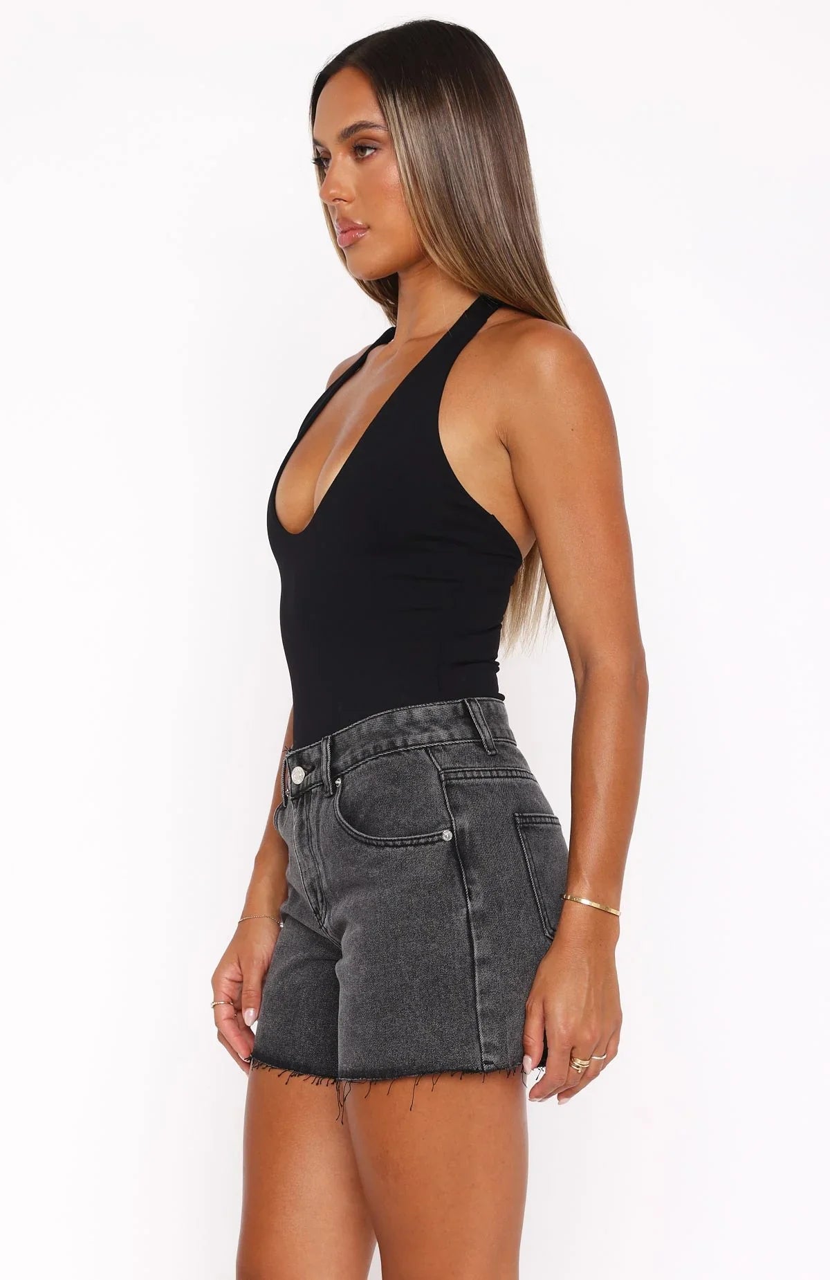 Want To Be Me Halter Bodysuit Black
