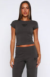 Break The Records Baby Tee Charcoal