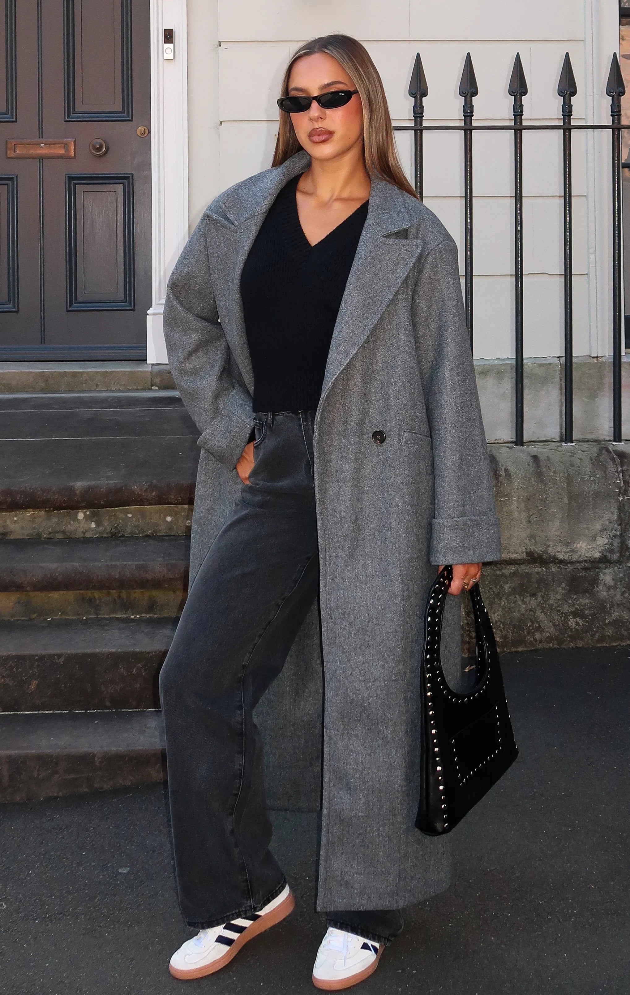 Winter Holiday Oversized Coat Charcoal