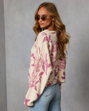Honeyed Timber Knit Printed Cardigan