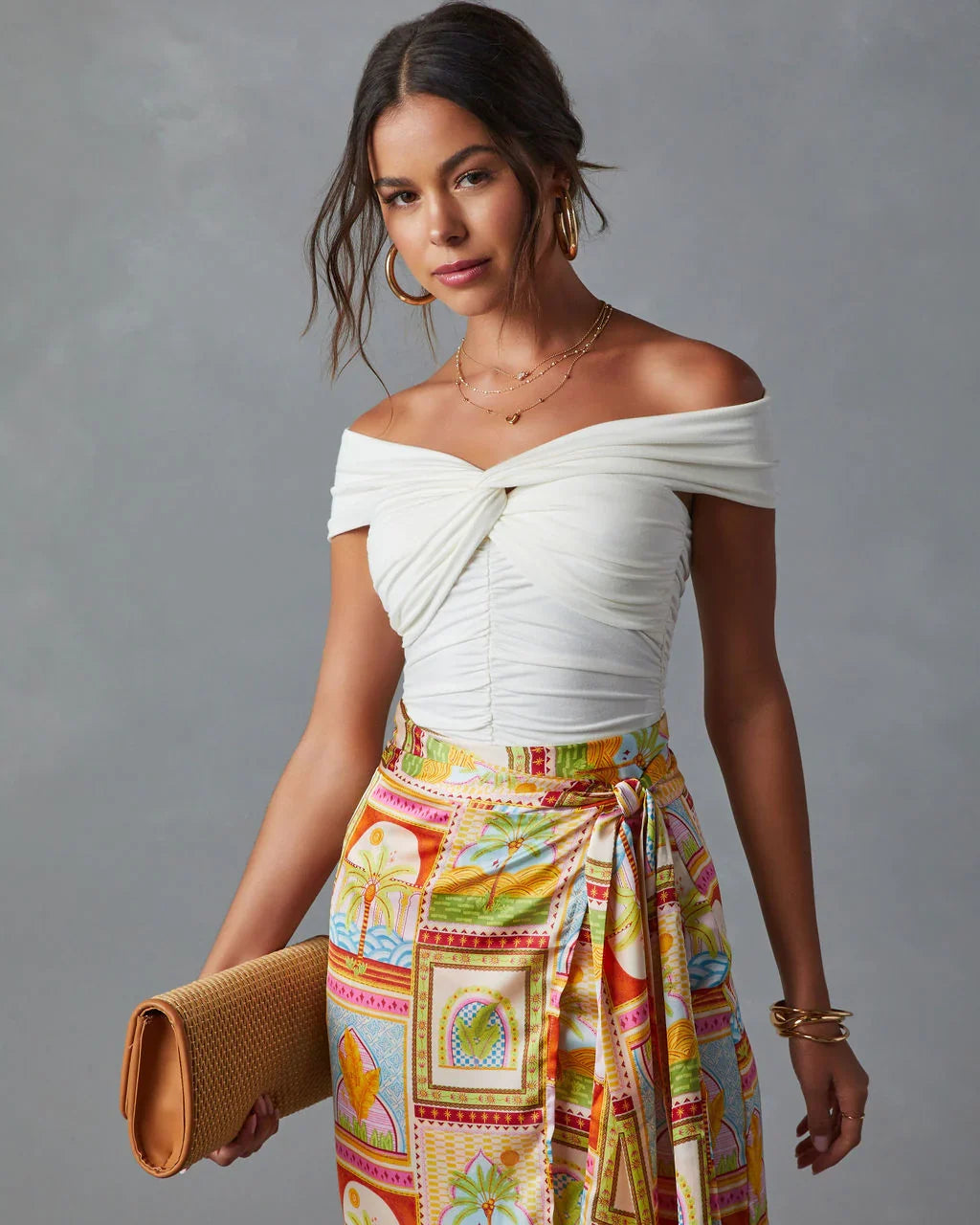 Trisha Off The Shoulder Ruched Bodysuit