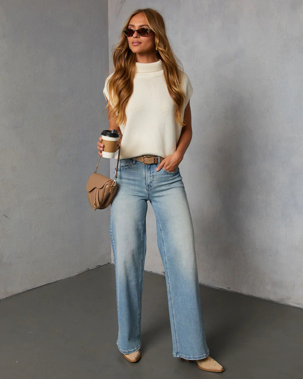 Ovalia Ribbed Mock Neck Sweater