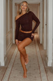 Tempted Heart Embellished Mini Shorts Chocolate