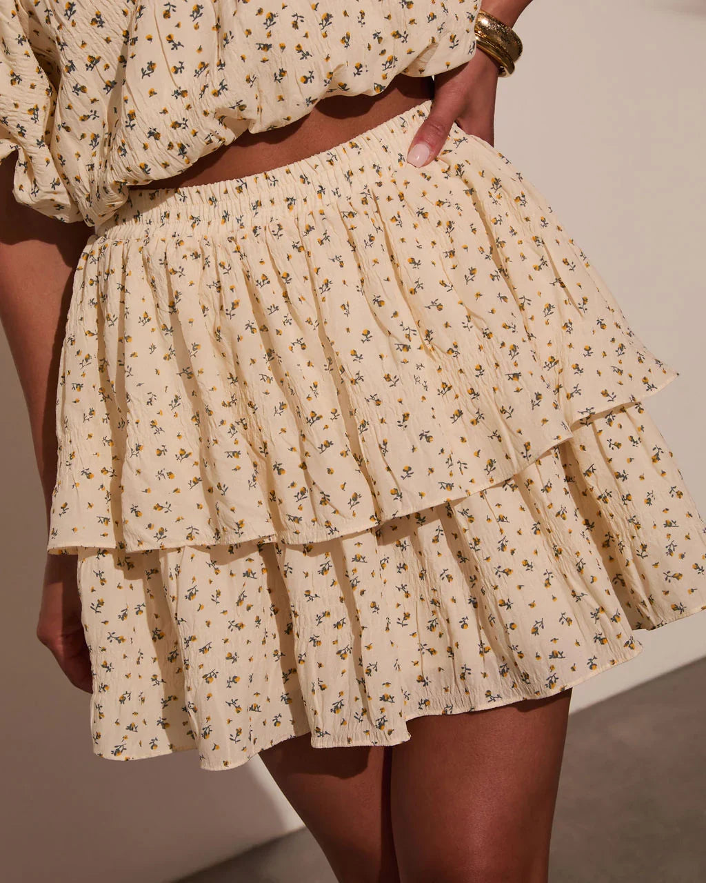 Sweet Harmony Tiered Floral Mini Skirt