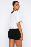 Stay Clear Off Shoulder Cropped Tee Grey Marle