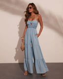 Prairie Aurora Halter Neck Chambray Jumpsuit