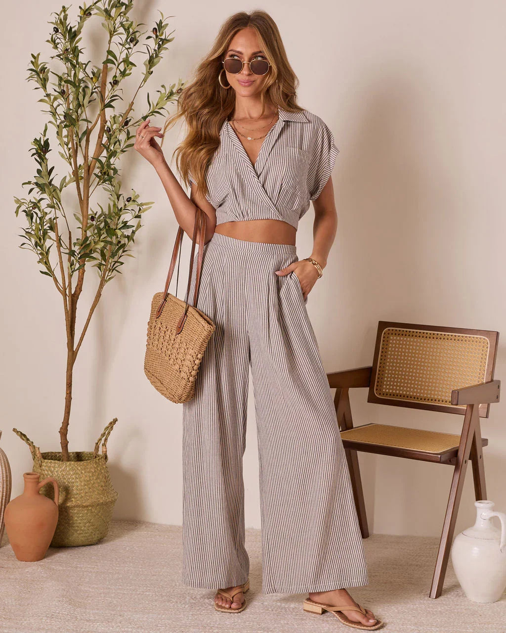 Thea High Rise Striped Pants