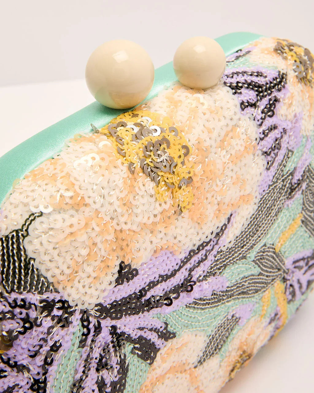 Dewy Garden Floral Sequin Clutch