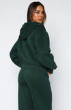 Brand New Start Boxy Zip Front Hoodie Forest Green
