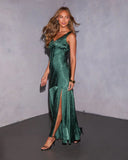Holiday Haze Satin Jacquard Maxi Dress