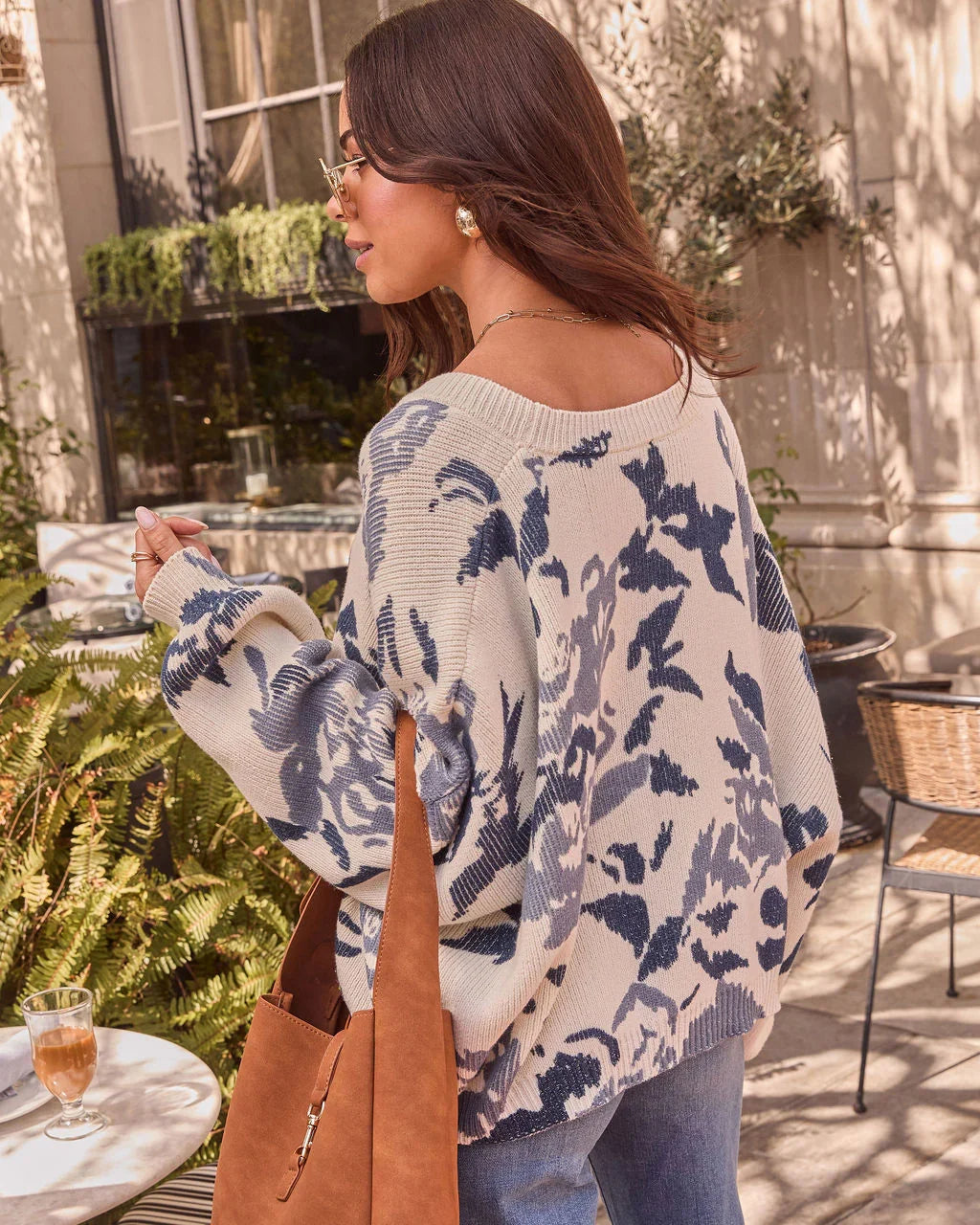 Honeyed Timber Knit Printed Cardigan