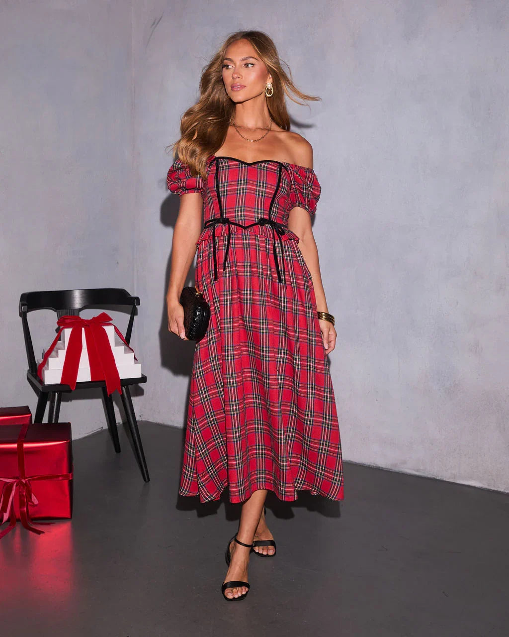 Peppermint Wishes Plaid Maxi Dress