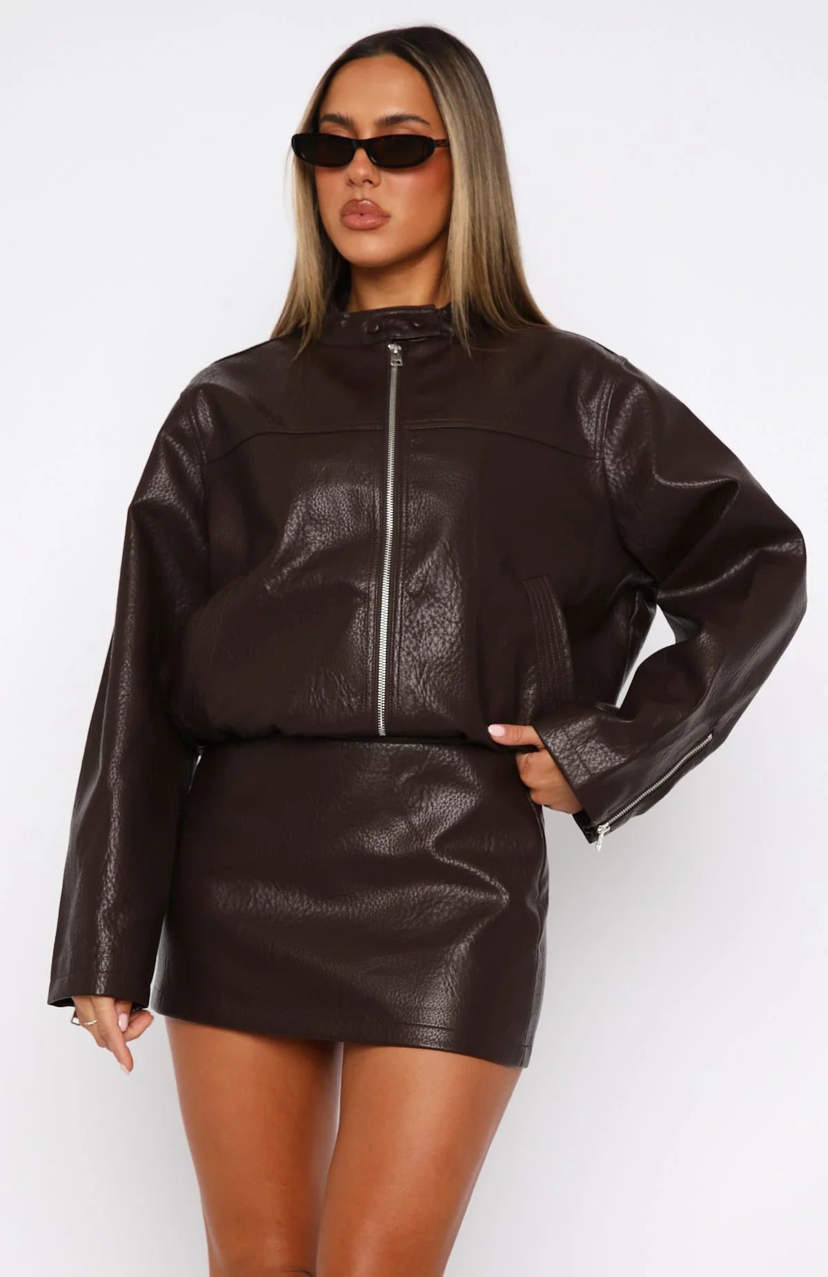 Tell Me Nothing PU Jacket Chocolate