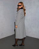Warm Sugar Faux Fur Collar Houndstooth Coat