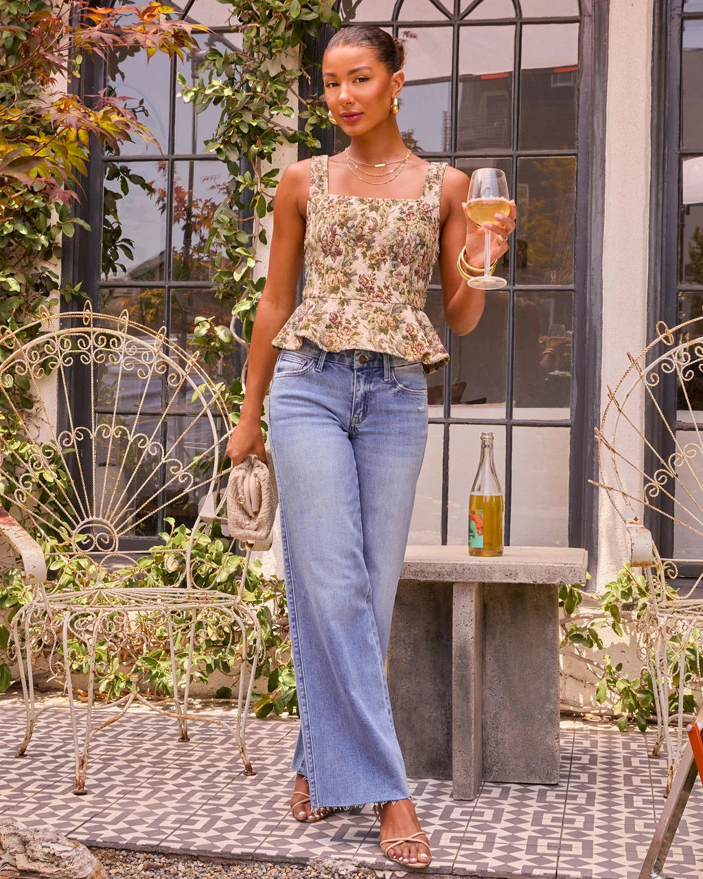 Rosemilk Floral Tapestry Peplum Top