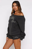 Lucky Thirteen Elsa Off Shoulder Sweater Charcoal