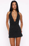 By Candlelight Beaded Mini Dress Black