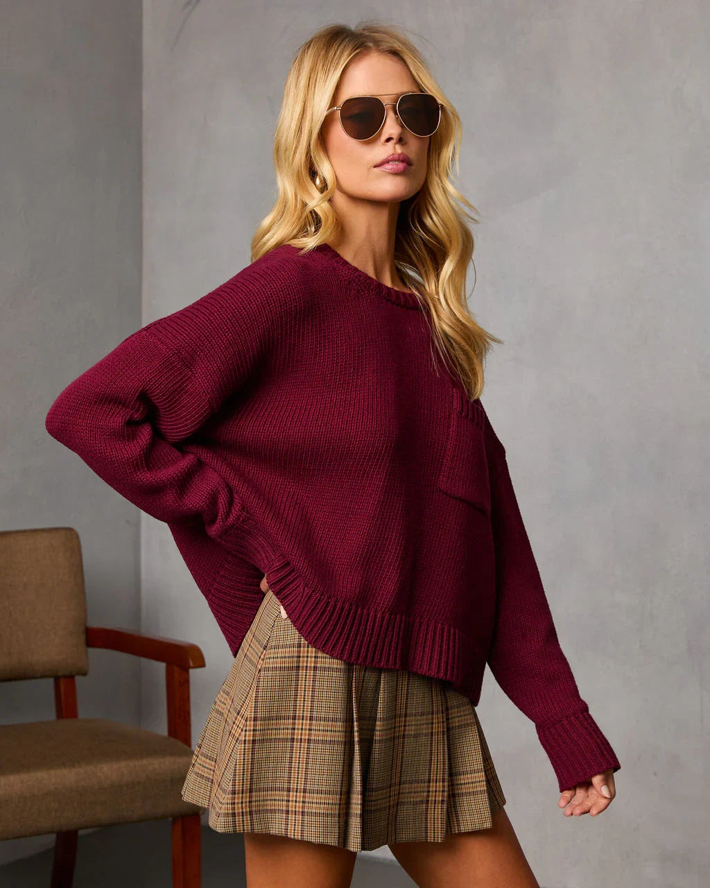 Bilos Relaxed Ribbed Knit Sweater
