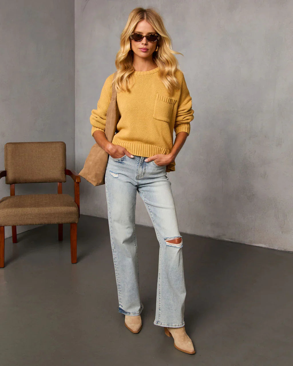 Bilos Relaxed Ribbed Knit Sweater