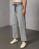 Duah Rigid Straight Leg Pinstripe Waist Tie Jeans