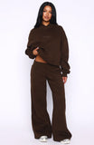 Come A Long Way Wide Leg Sweatpants Chocolate