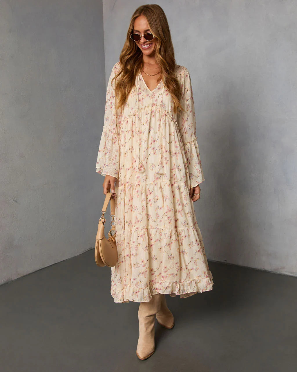 Amber Drift Printed Maxi Dress