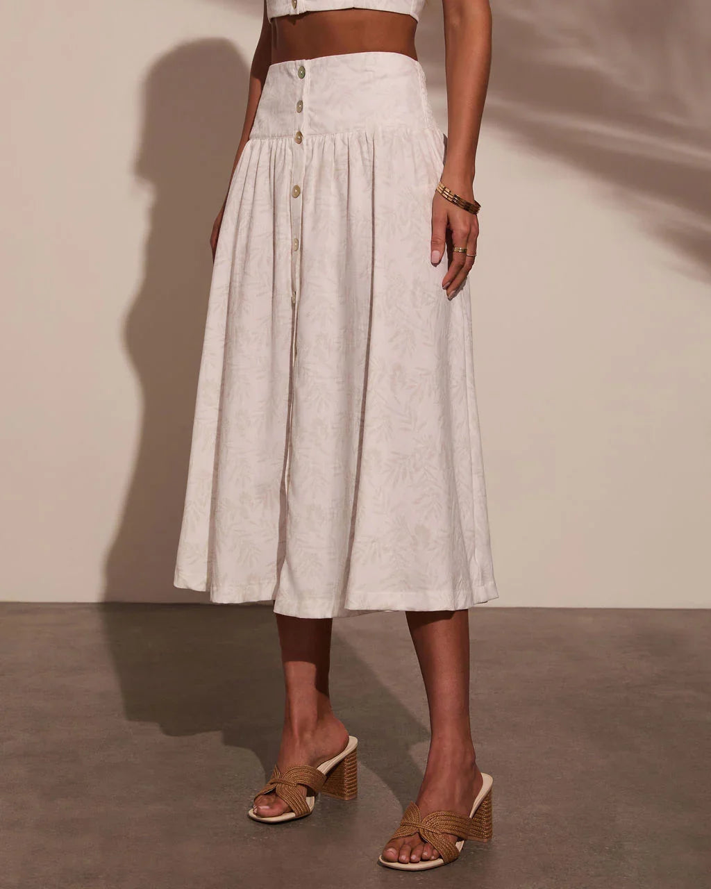 Tropical Chill Palm Midi Skirt
