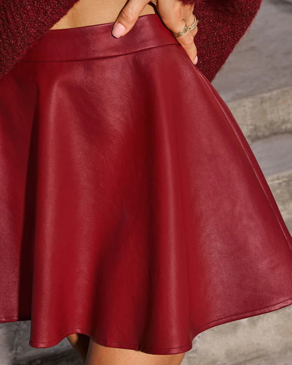 Flirt Edit Pleated Leather Mini Skirt
