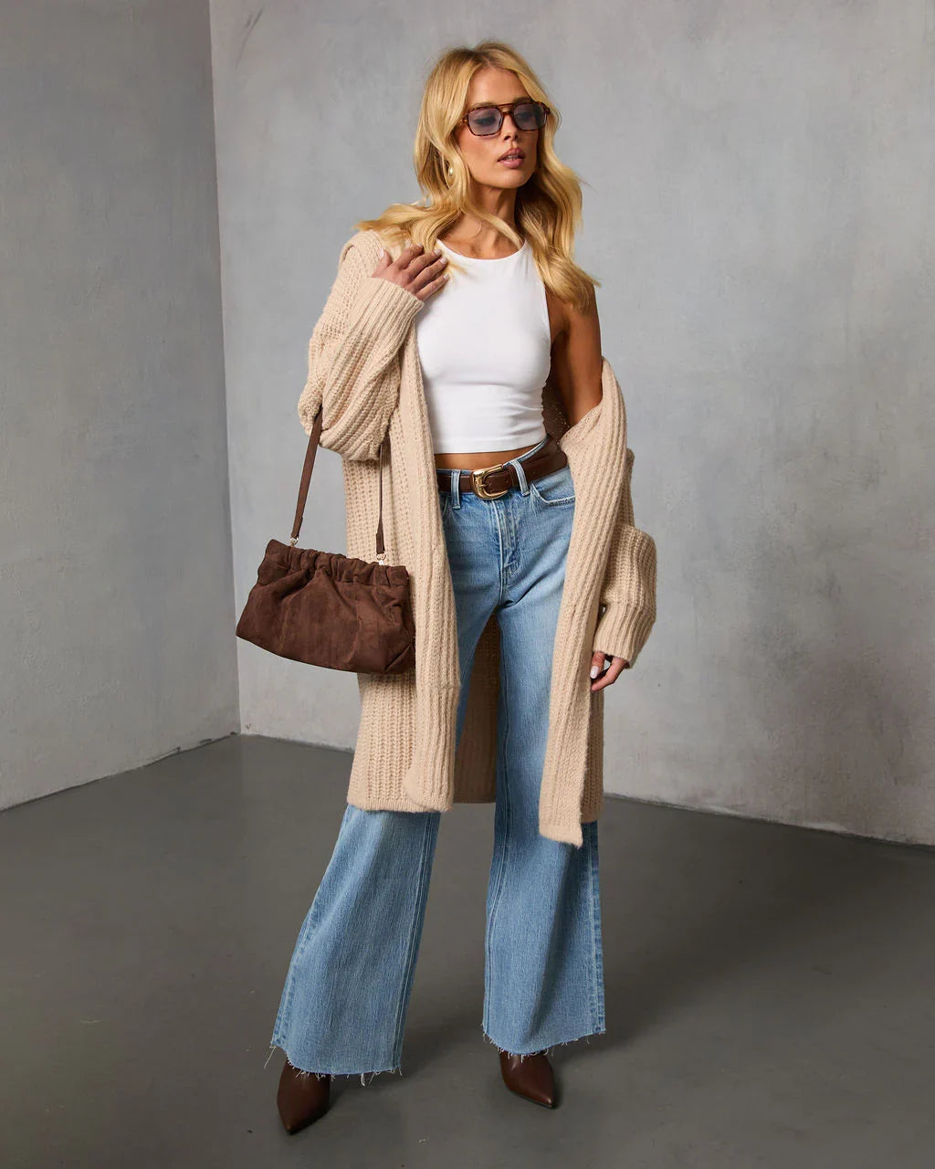 Saville Hooded Ribbed Knit Cardigan