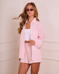 Sunny Plans Striped Button Down Top
