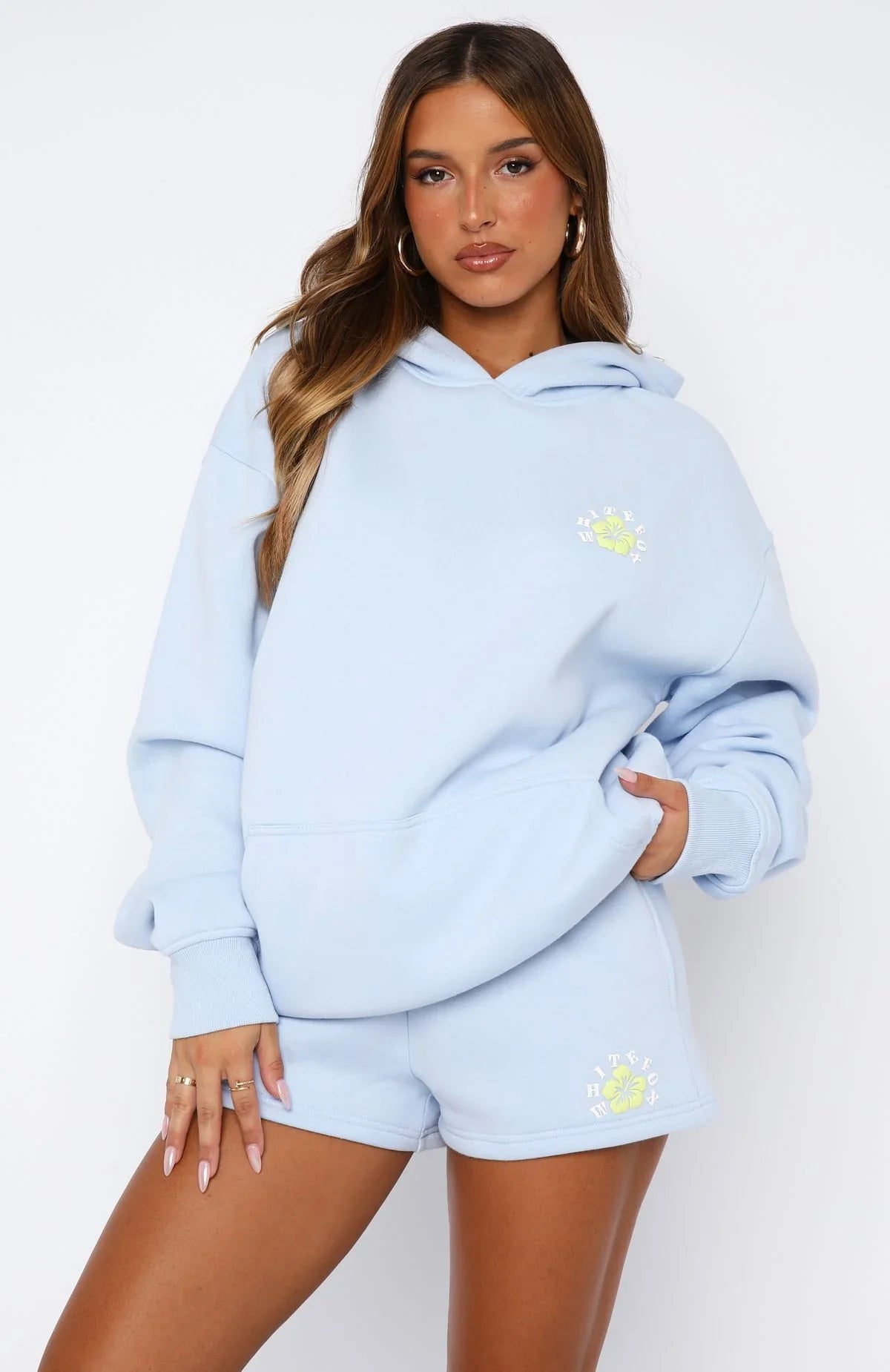 Keep Blooming Oversized Hoodie Blue