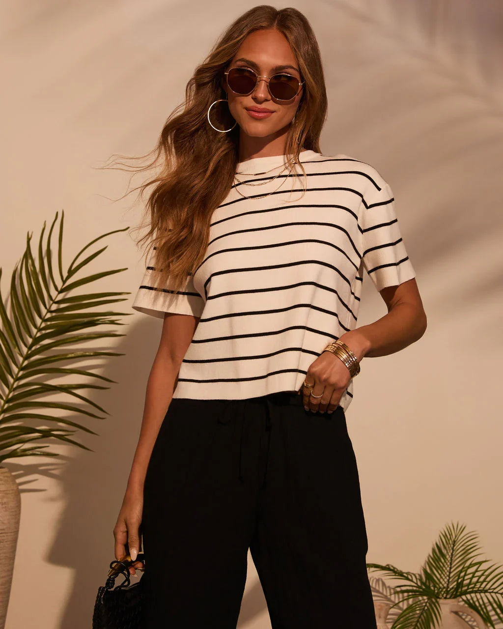 Bernie Striped Crew Neck Top