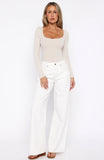 Just My Type Mid Rise Wide Leg Jeans Off White