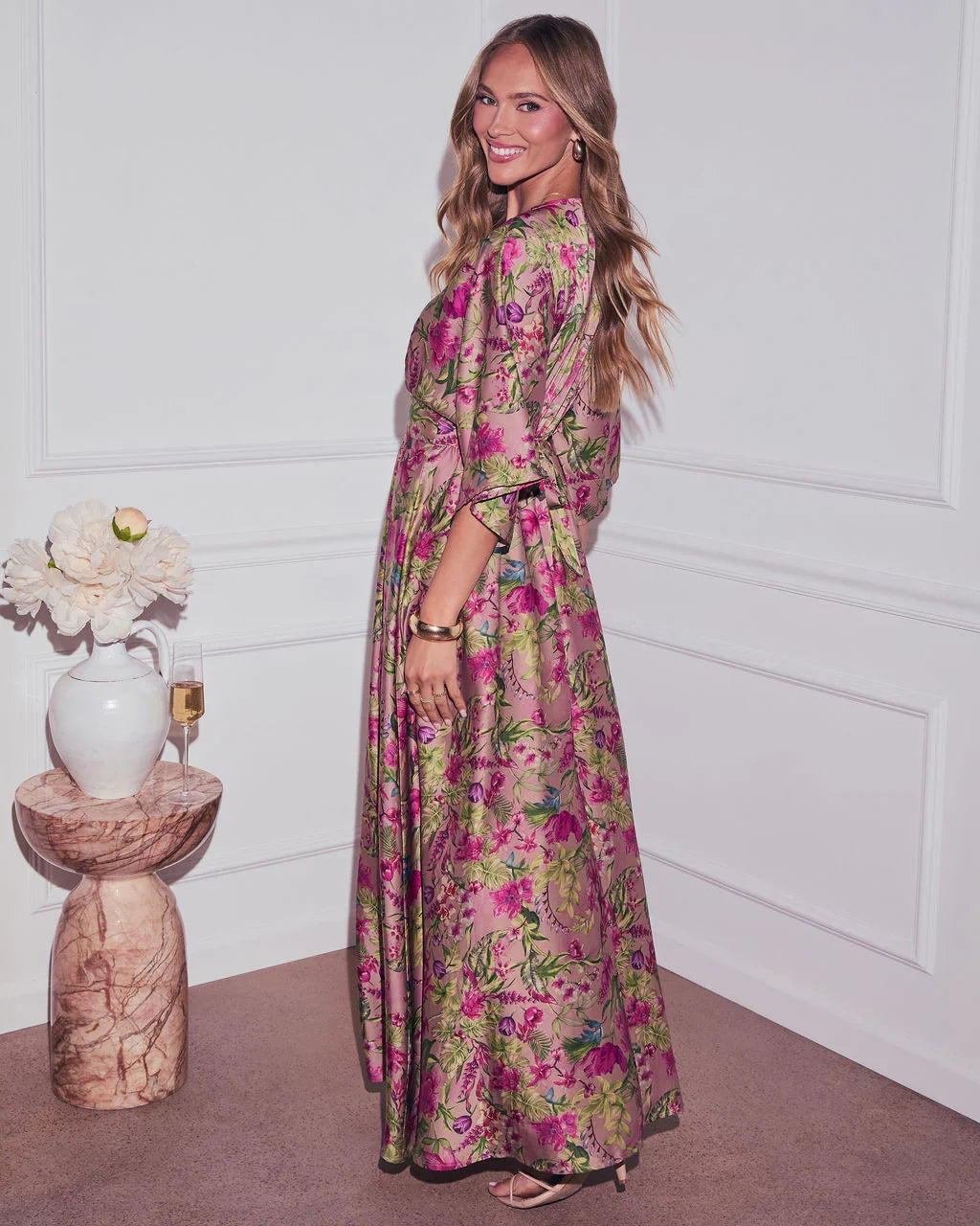 Significant Other Satin Floral Maxi Dress