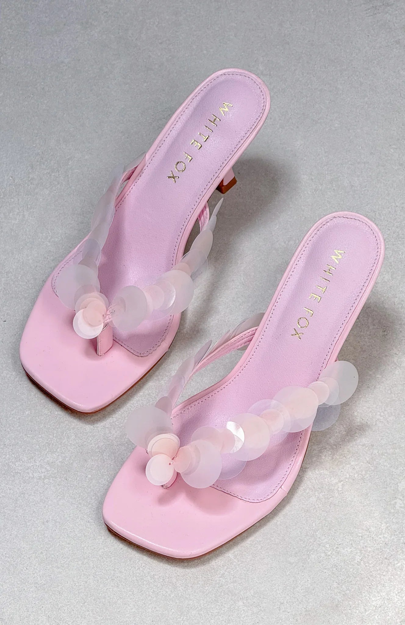 Imogen Sequin Mules Baby Pink