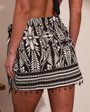 Seaside Blossom Floral Wrap Mini Skirt