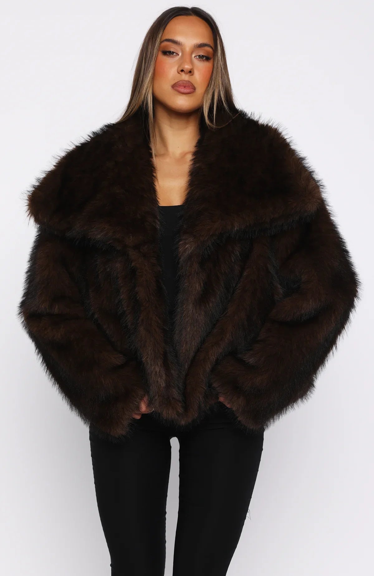 Dirty Martini Faux Fur Jacket Chocolate
